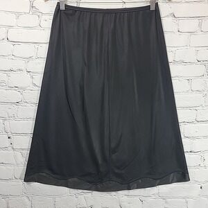Vintage Vanity Fair Nylon Half Slip Sz M Medium Black Glam Mob Wife 50's